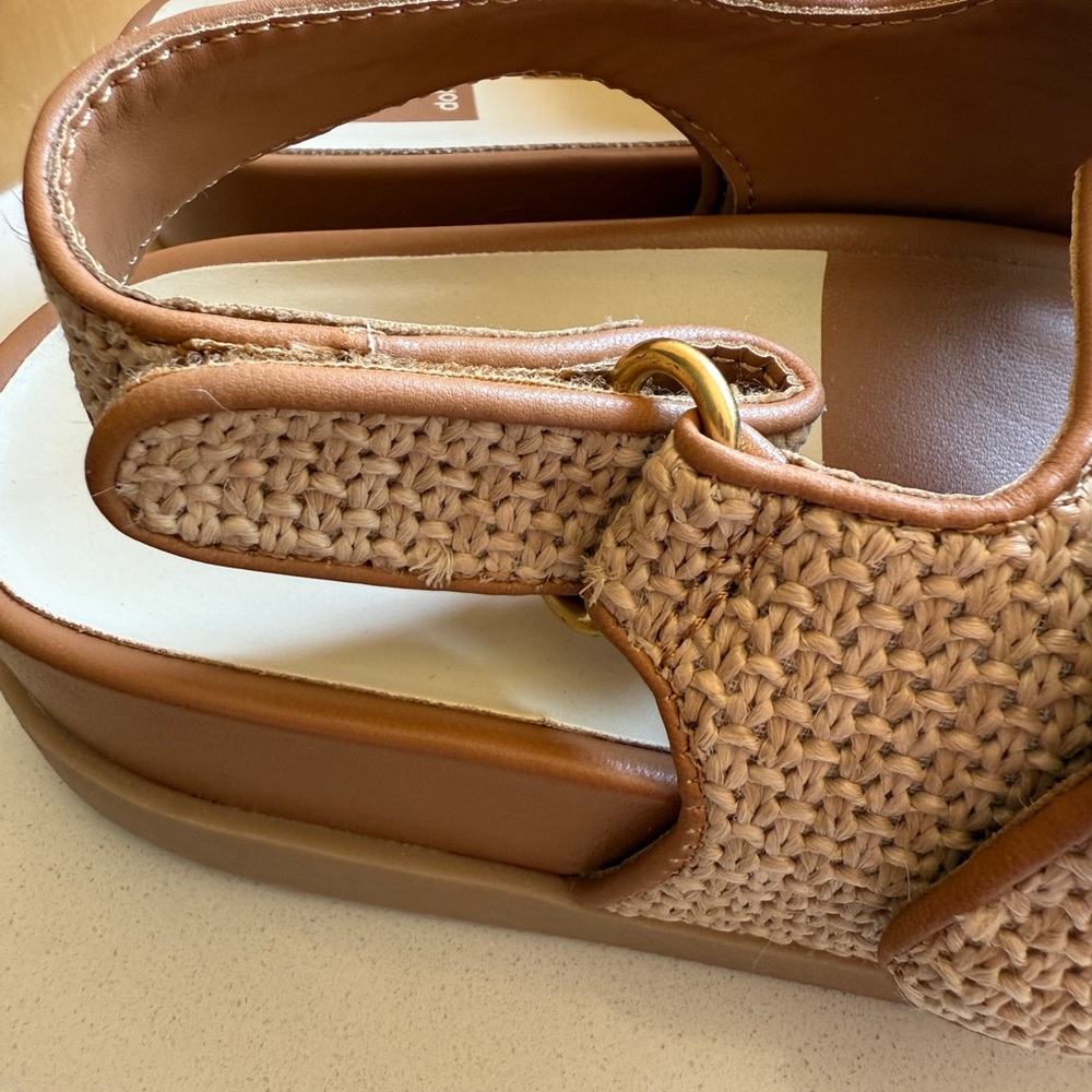 Dolce Vita Tan Woven Sandals with Gold Accents - Picture 5 of 5